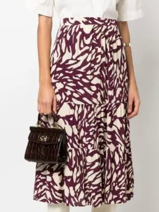 ba&sh Dresses & Skirts - ba&sh Gianna Abstract Zebra Print Midi Skirt - Bordeaux Red - Size 3 / US Large